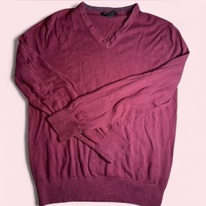 Banana Republic Luxury Blend V-Neck Sweater - Deep Red